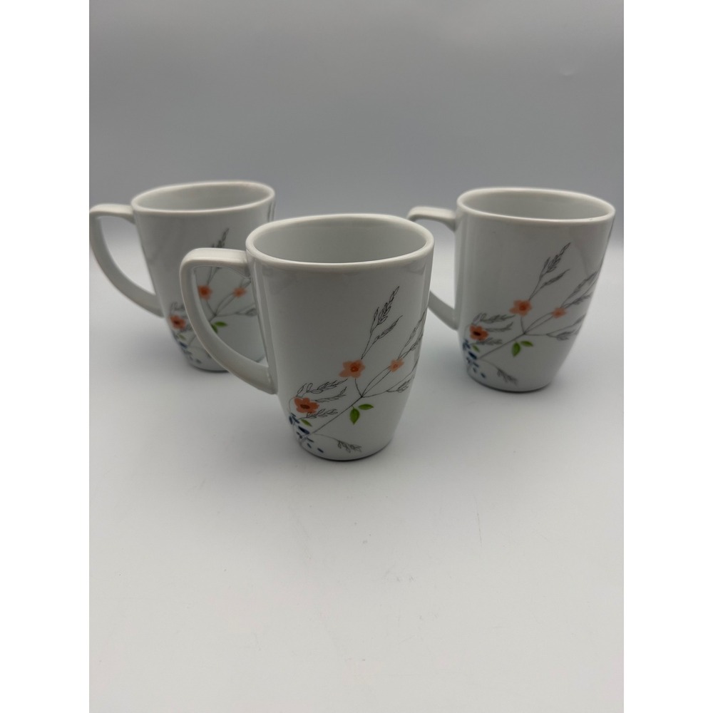 Corelle Coordinates Pretty Pink Porcelain Mugs Floral Coffee Cups Set of 3